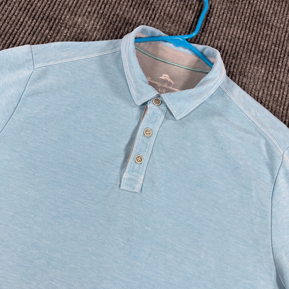 Tommy Bahama Polo Shirt Mens Large Blue Short Sleeve Casual Golf Beach Outdoor